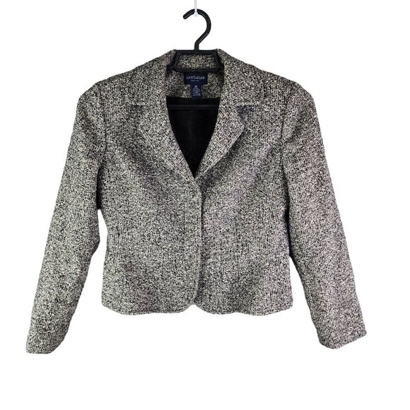Womens Ann Taylor Petites Wool Blend Tweed Jacket Blazer Long Sleeve Size 6P - Picture 1 of 10